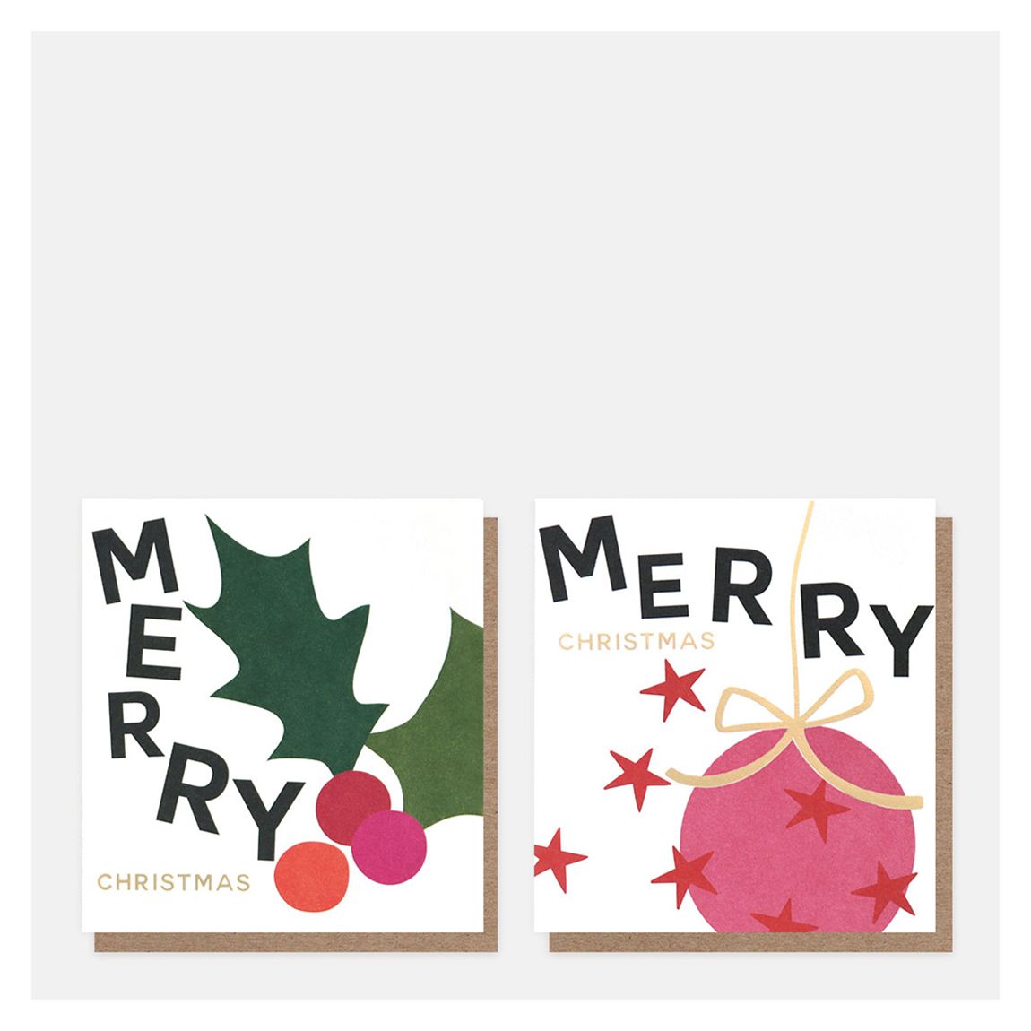Set Of 16 Oversized Holly & Star Bauble Charity Christmas Cards main product photo