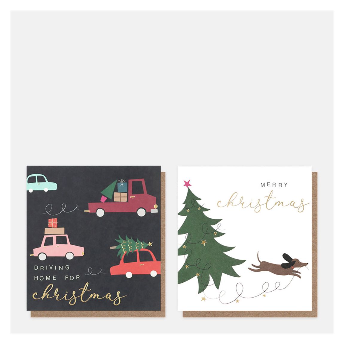 Set Of 16 Cars & Sausage Dog Charity Christmas Cards main product photo