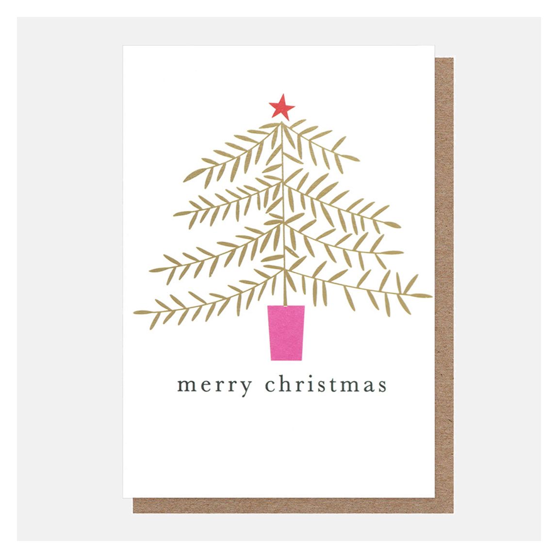 Set Of 30 Mini Gold Christmas Tree In Pot Christmas Cards main product photo