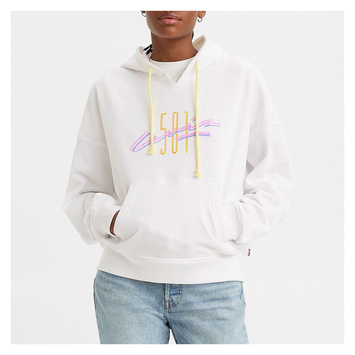 White Authentic Cotton Blend Hoodie main product photo