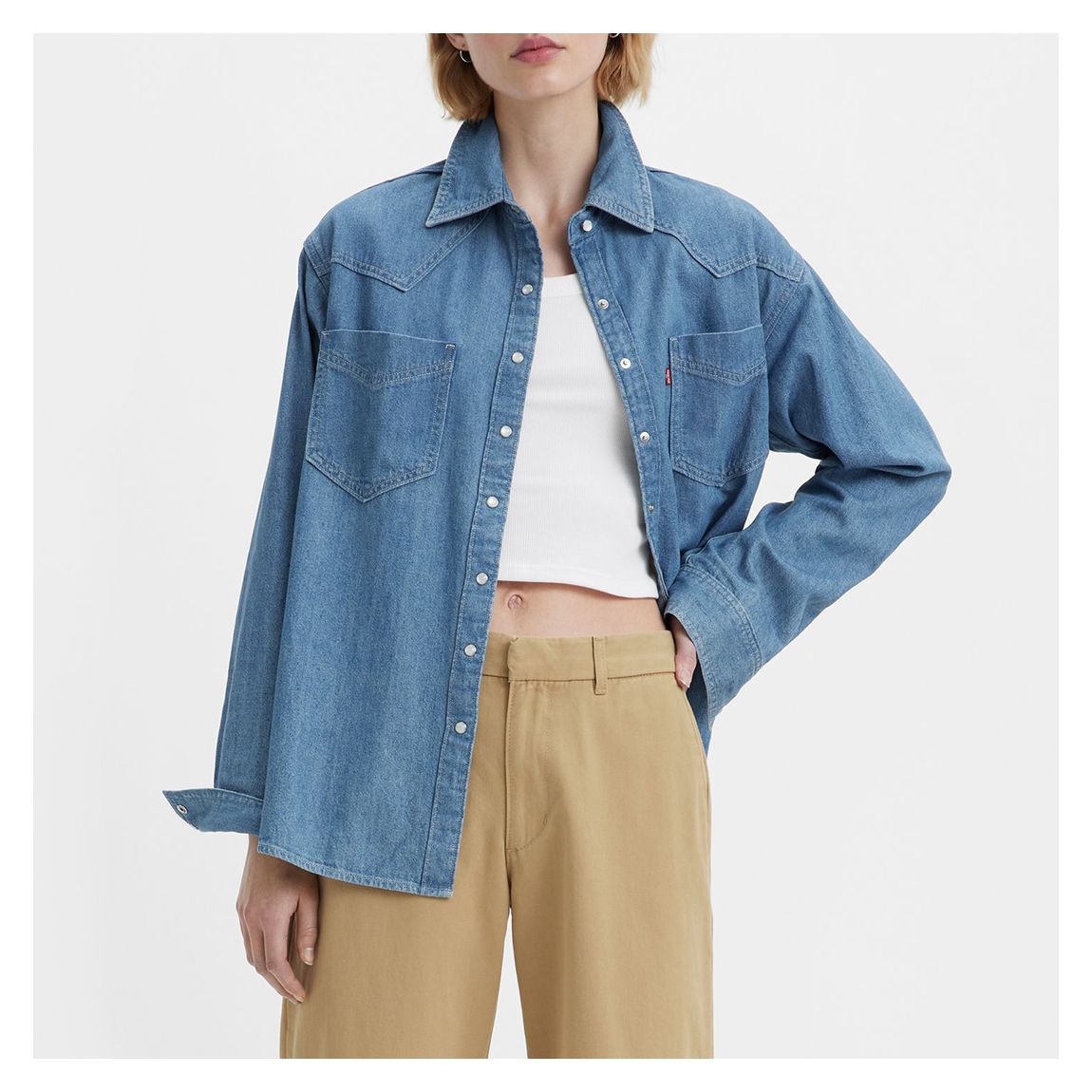 Mid Blue Donovan Cotton Over Shirt main product photo