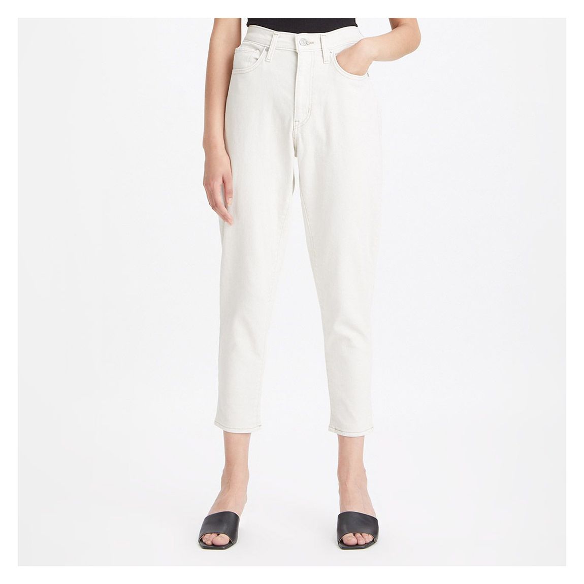 White High Waisted Stretch Mom Jeans main product photo
