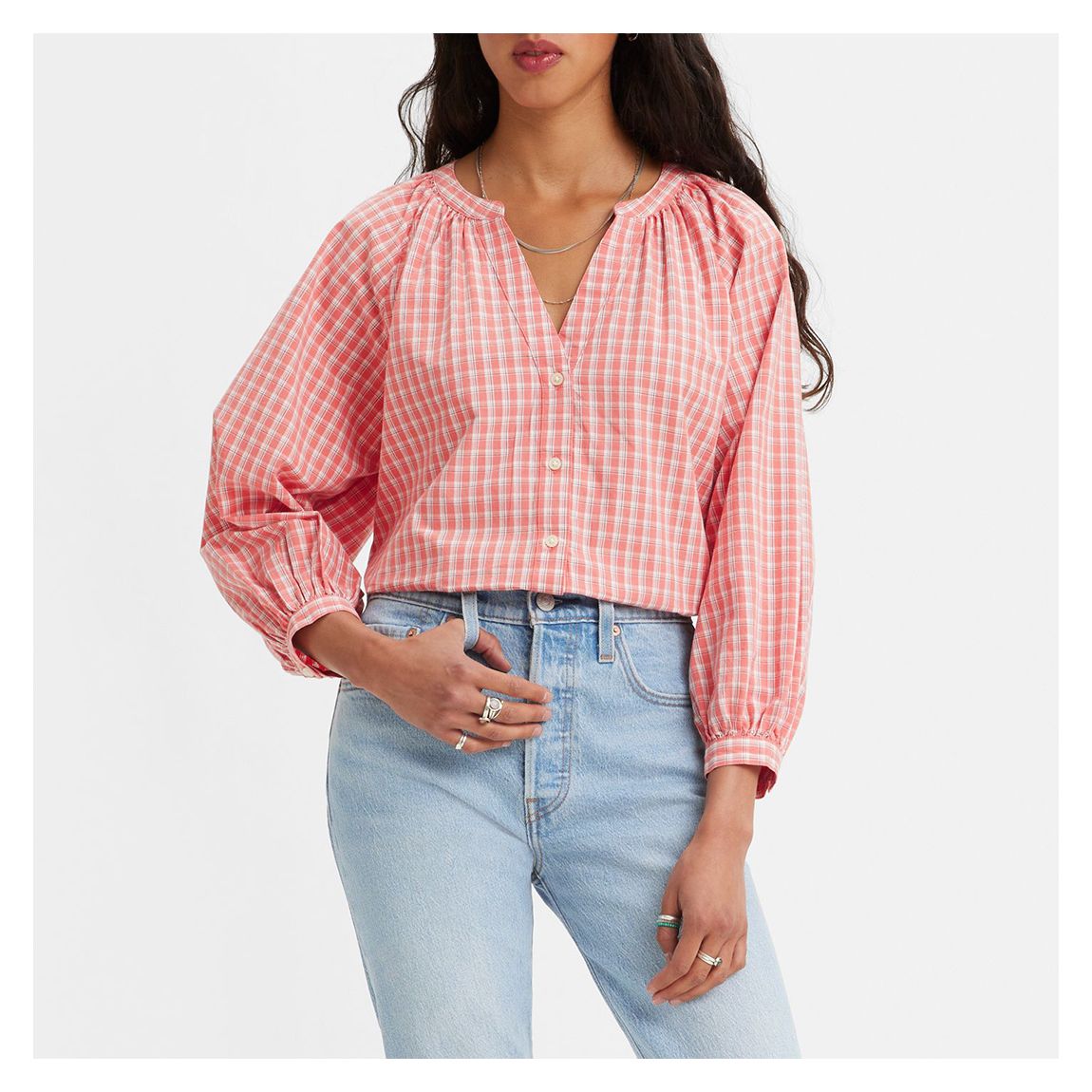 Pink Lainey Check Blouse main product photo