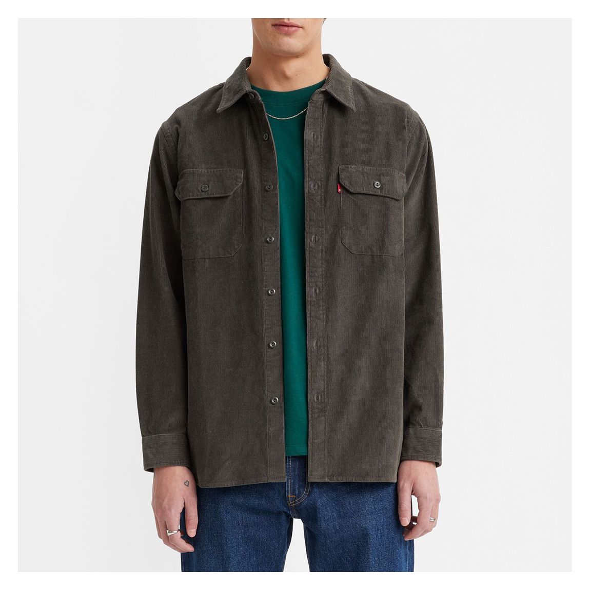 Dark Green Jackson Cotton Overshirt main product photo
