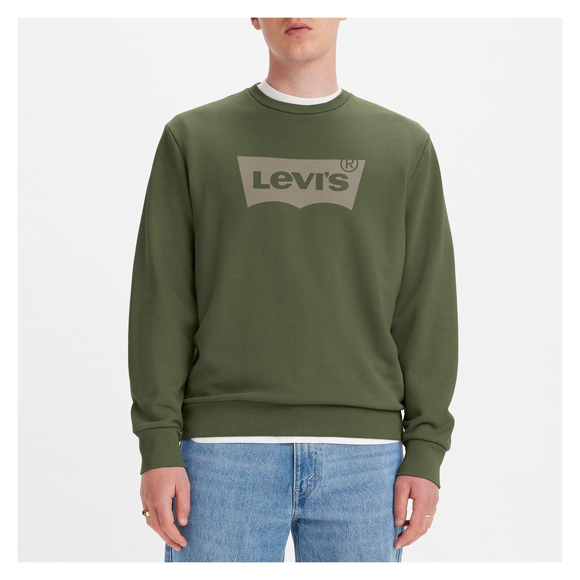 Dark Green Crew Cotton Blend Sweatshirt main product photo