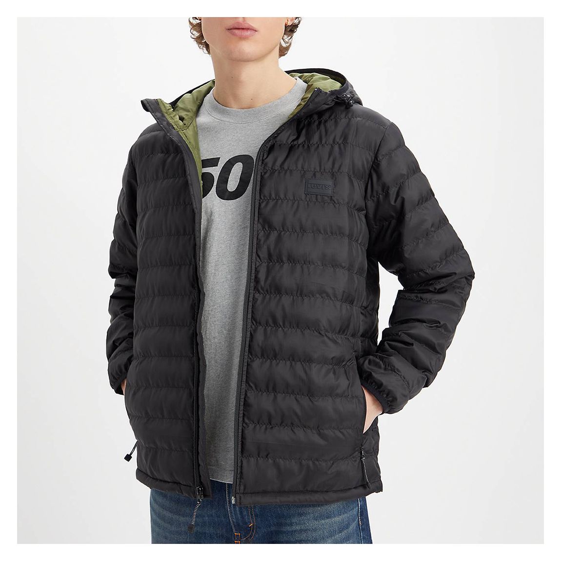 Black Packable Puffer Jacket main product photo