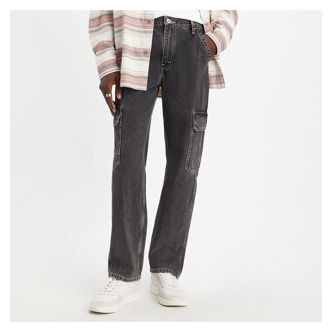 Washed Black Cargo Jeans main product photo