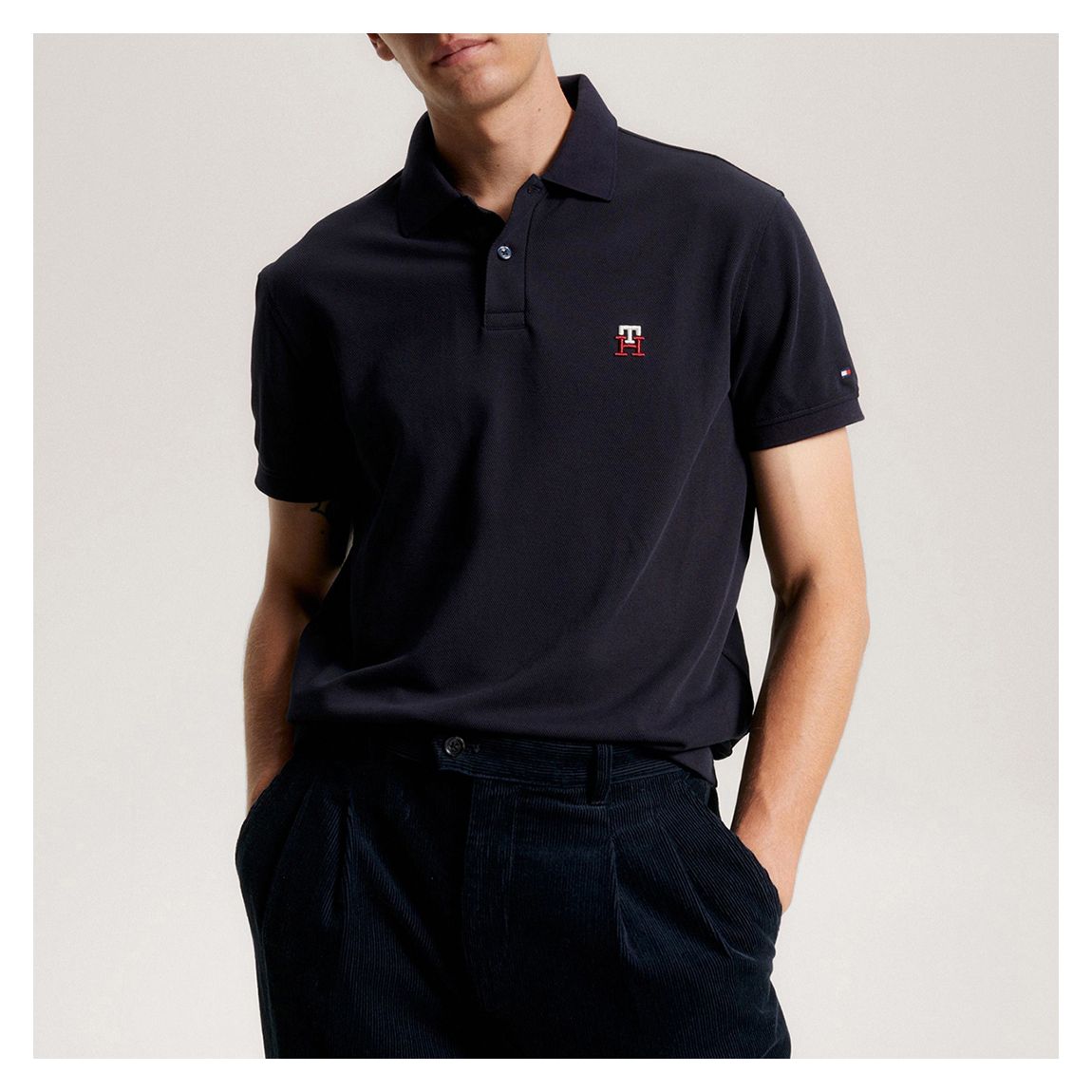 Black Cotton Blend Polo Shirt main product photo