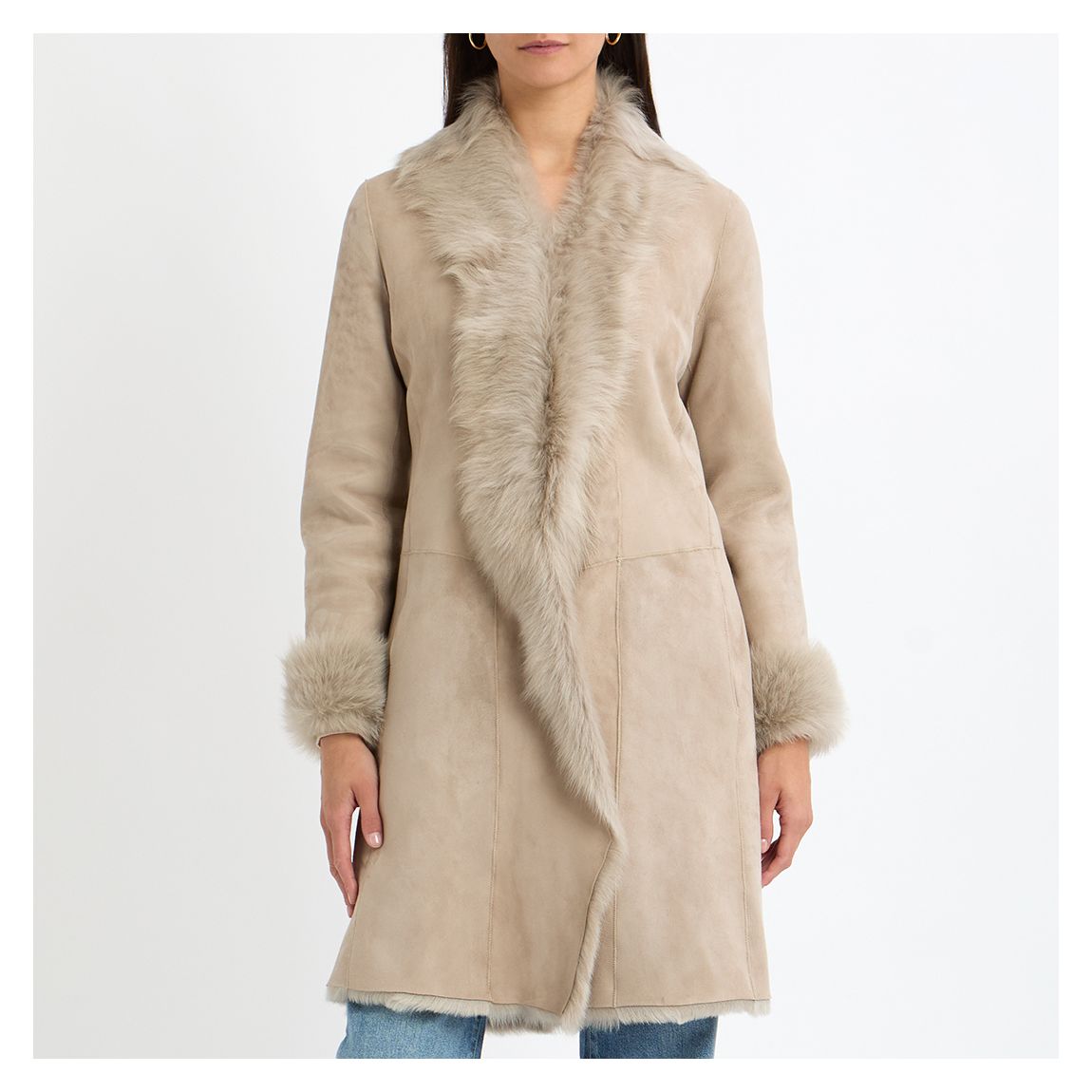 Chalk Classic 3/4 Shearling Coat main product photo