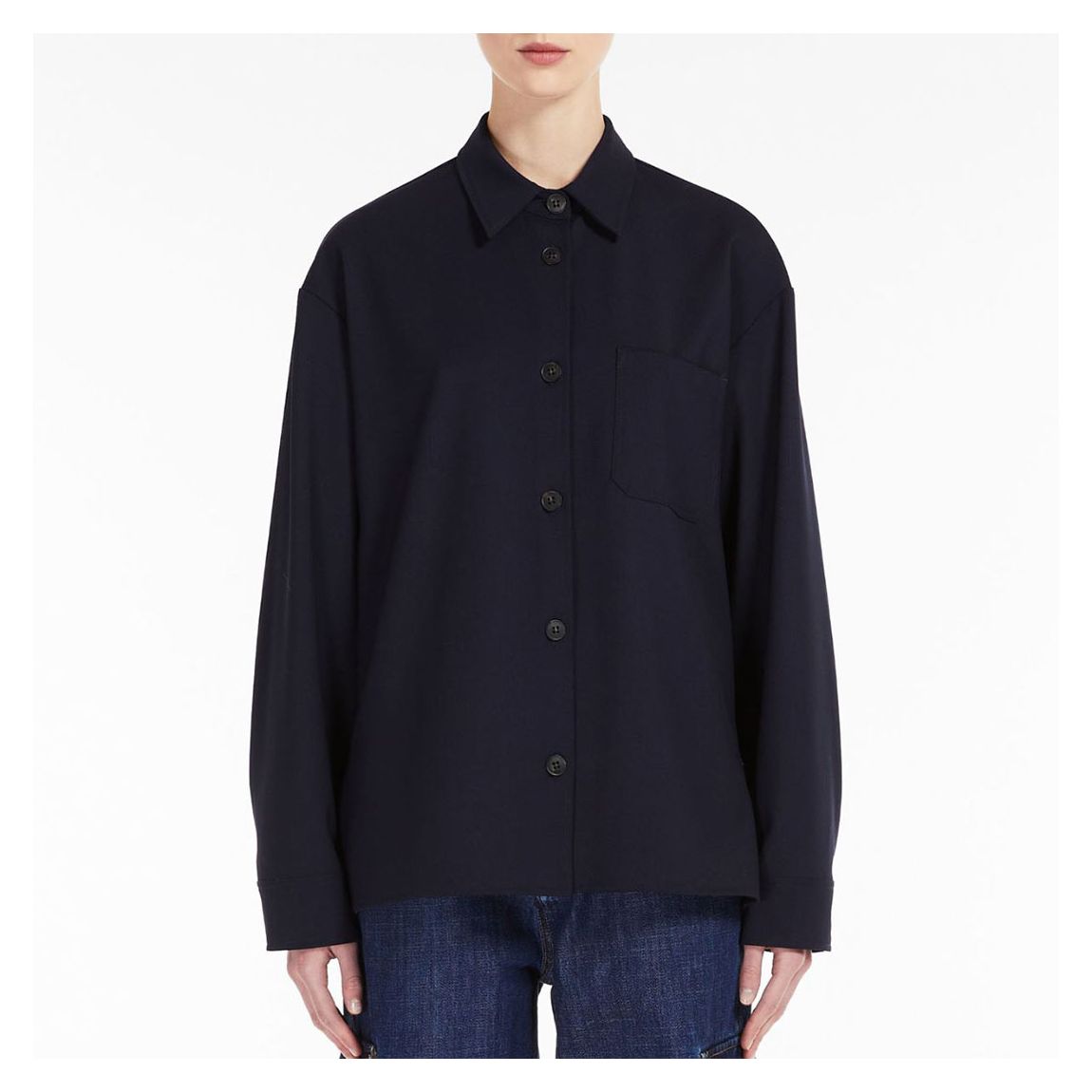 Navy Majori Wool Blend Shirt Jacket main product photo