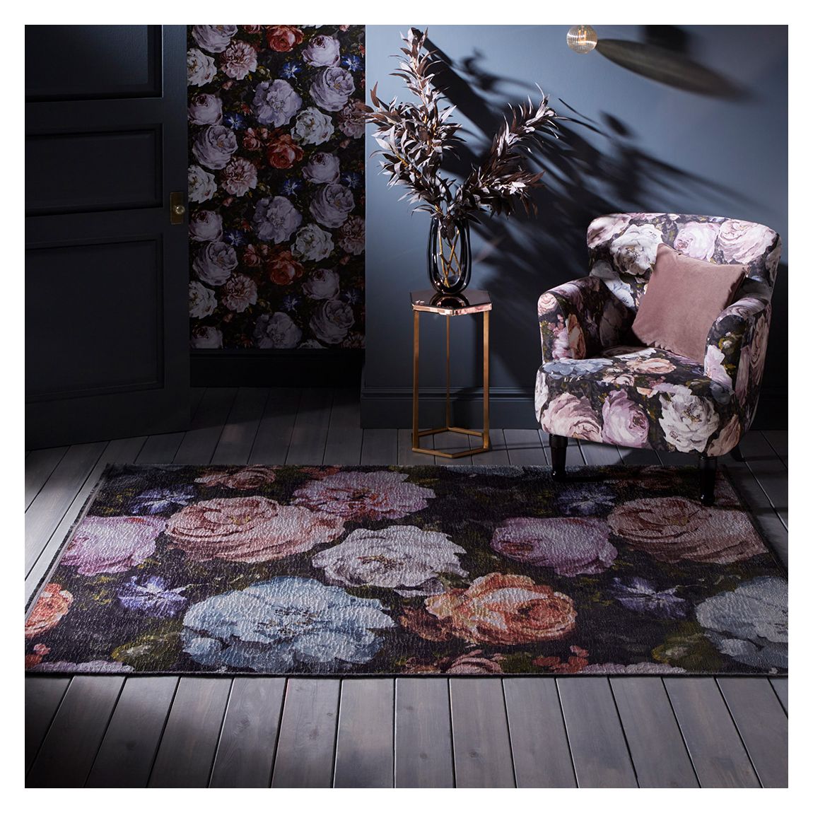 Floretta 120x170cm Rug Blush Charcoal main product photo