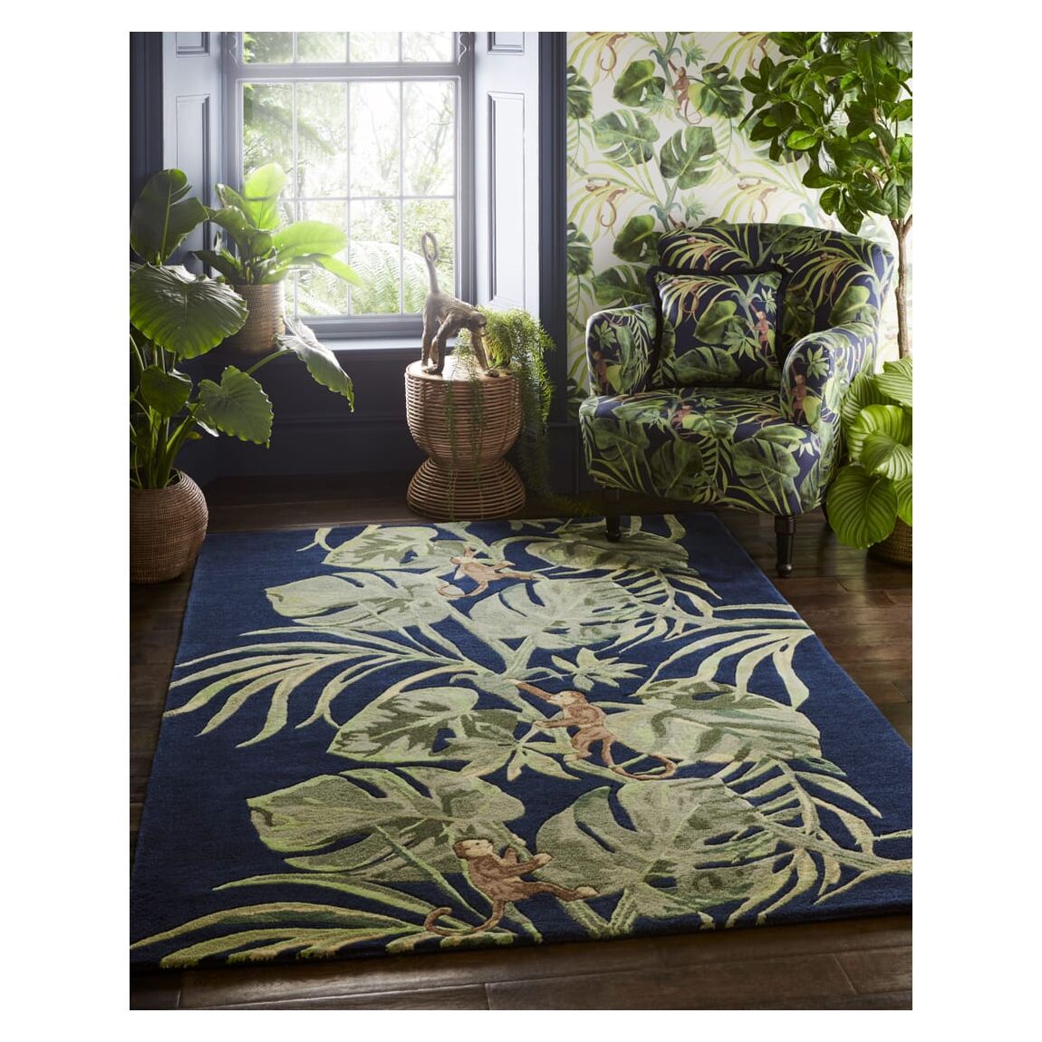 Clarke & Clarke Monkey Business Indigo Blue Rug 160x230cm main product photo