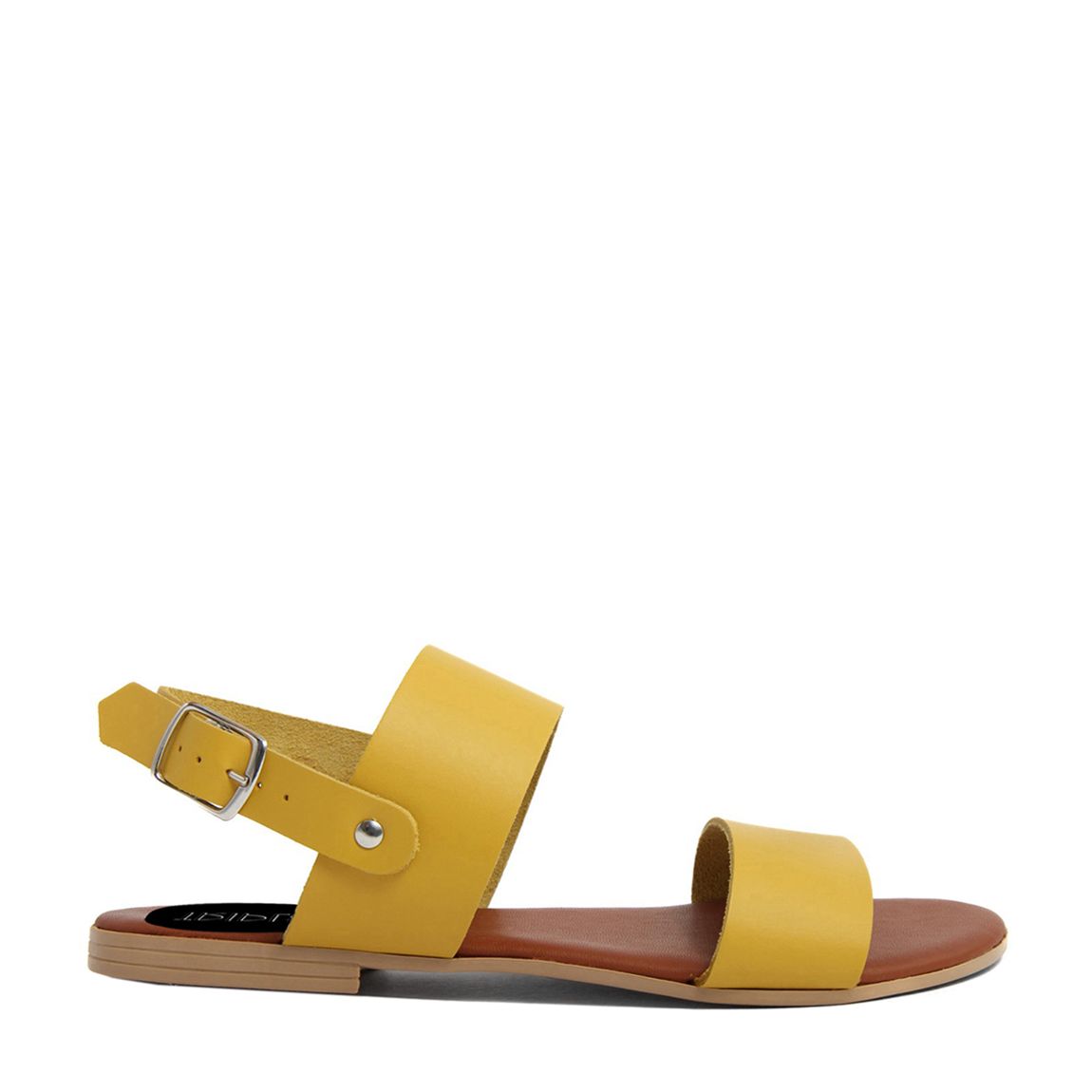 Yellow Leather Double Strap Flat Sandals main product photo