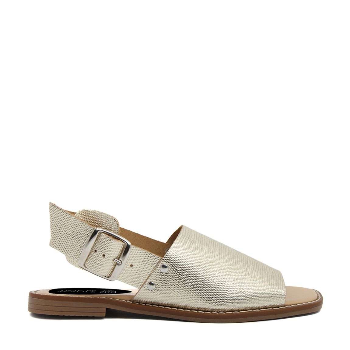 Platinum Leather Open Toe Flat Sandals main product photo