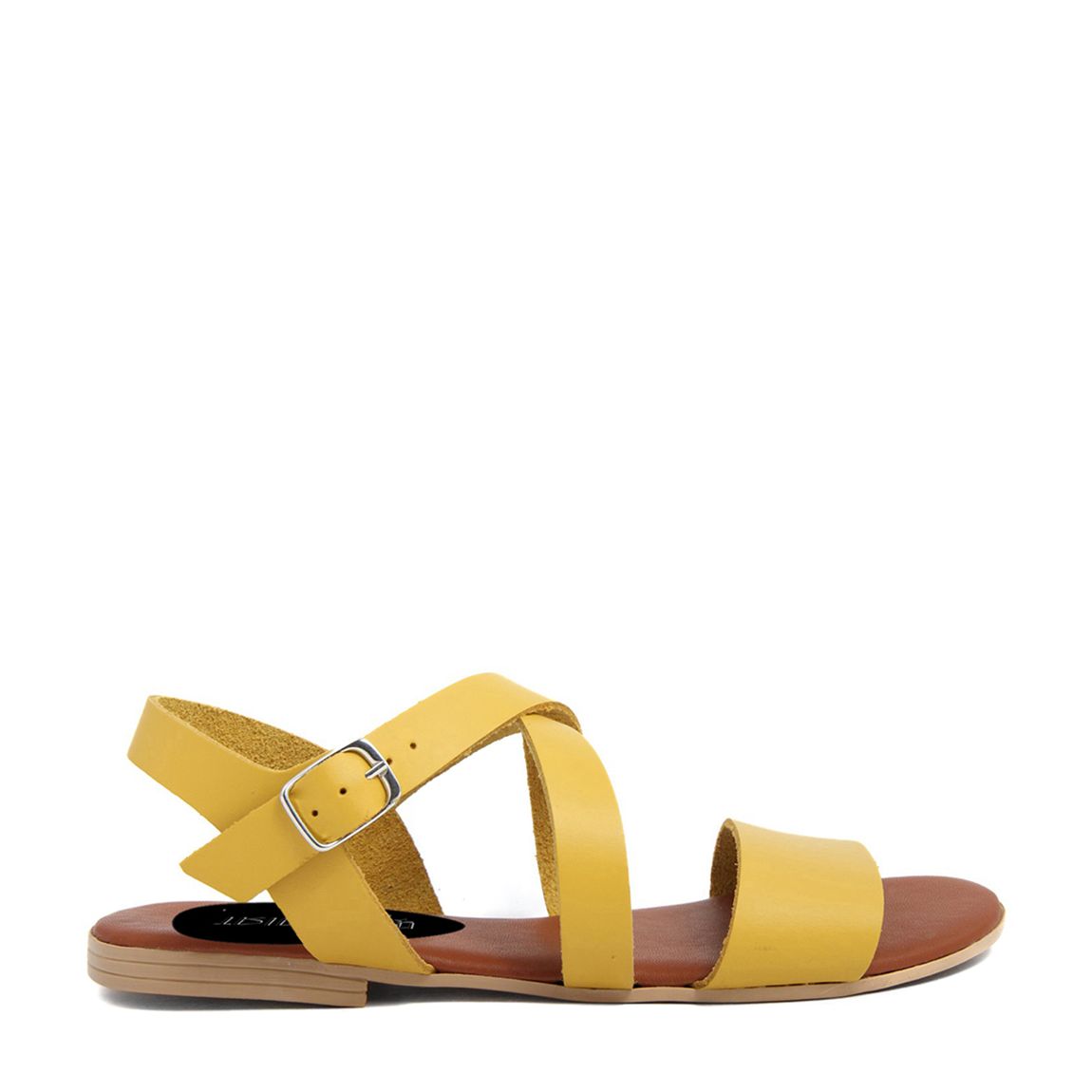 Yellow Leather Strappy Flat Sandals main product photo