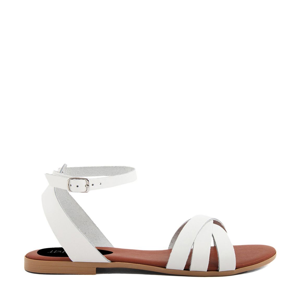 White Leather Strappy Flat Sandals main product photo
