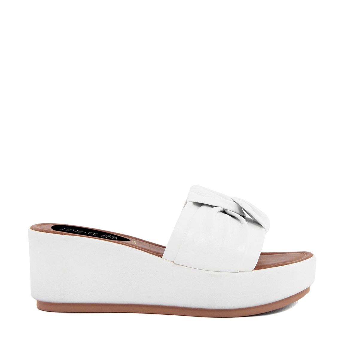 White Leather Knotted Platform Wedge Sandals main product photo