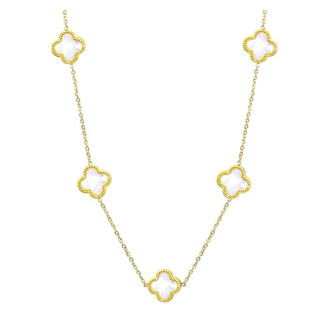 18K Gold Multi Motif Mother Of Pearl Gemstone Necklace main product photo