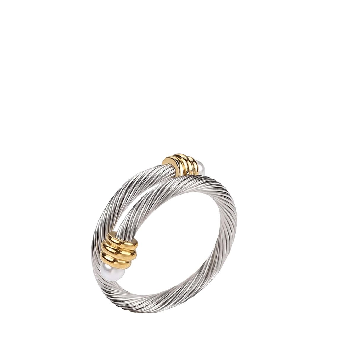 18K Gold Two Tone Wrap Pearl Ring main product photo