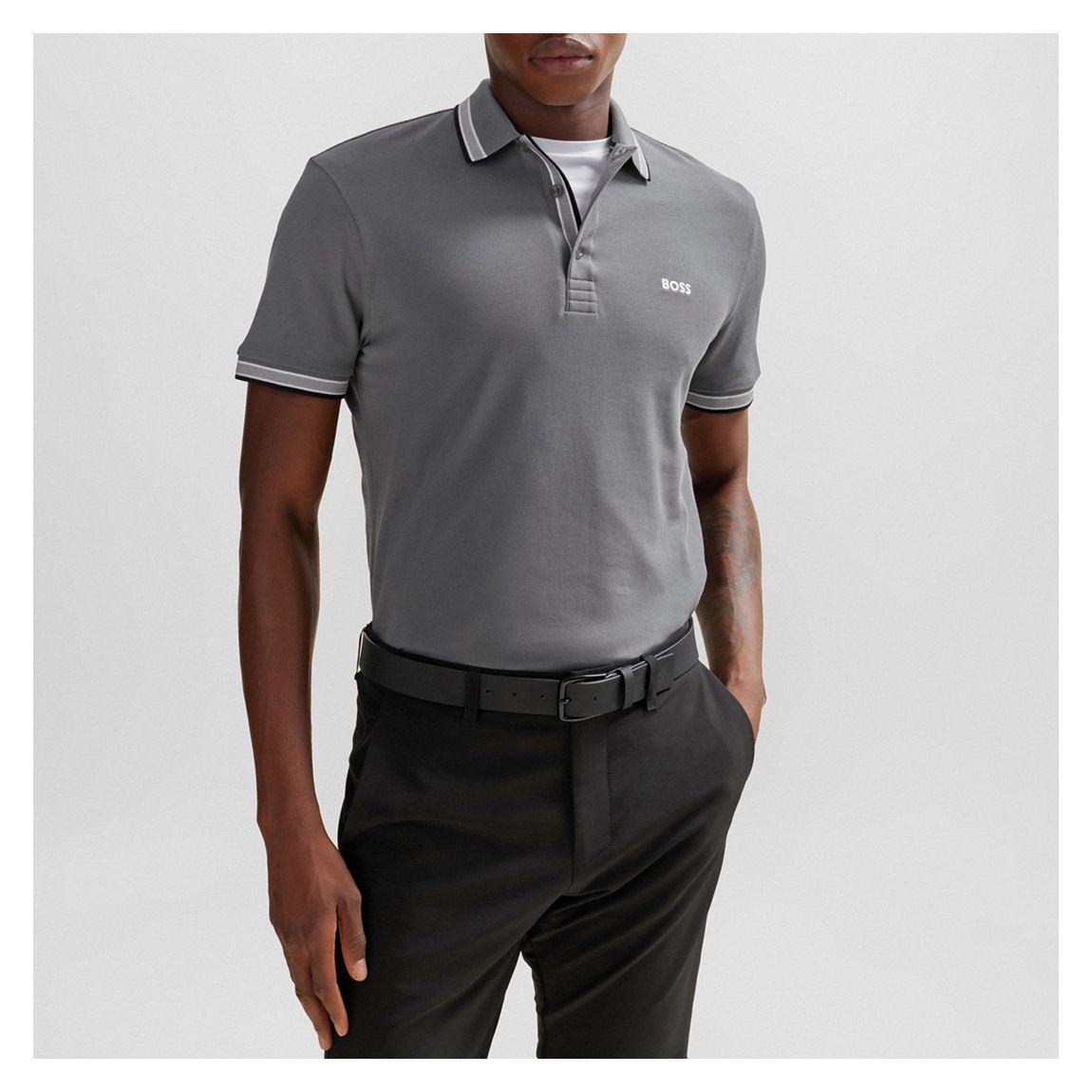 Grey Cotton Polo Shirt main product photo