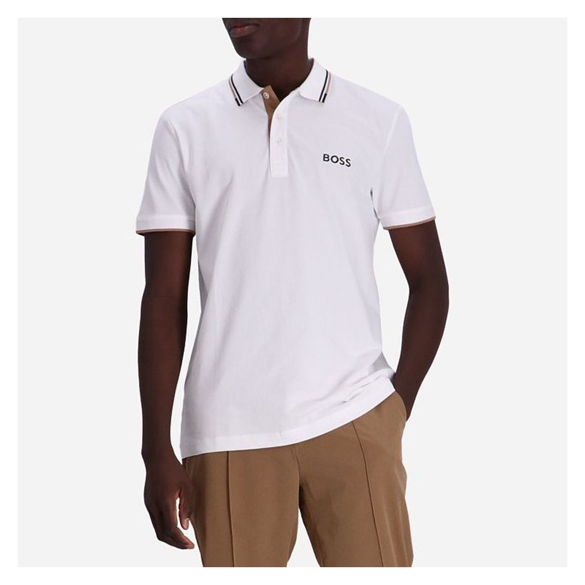 White Cotton Blend Polo Shirt main product photo