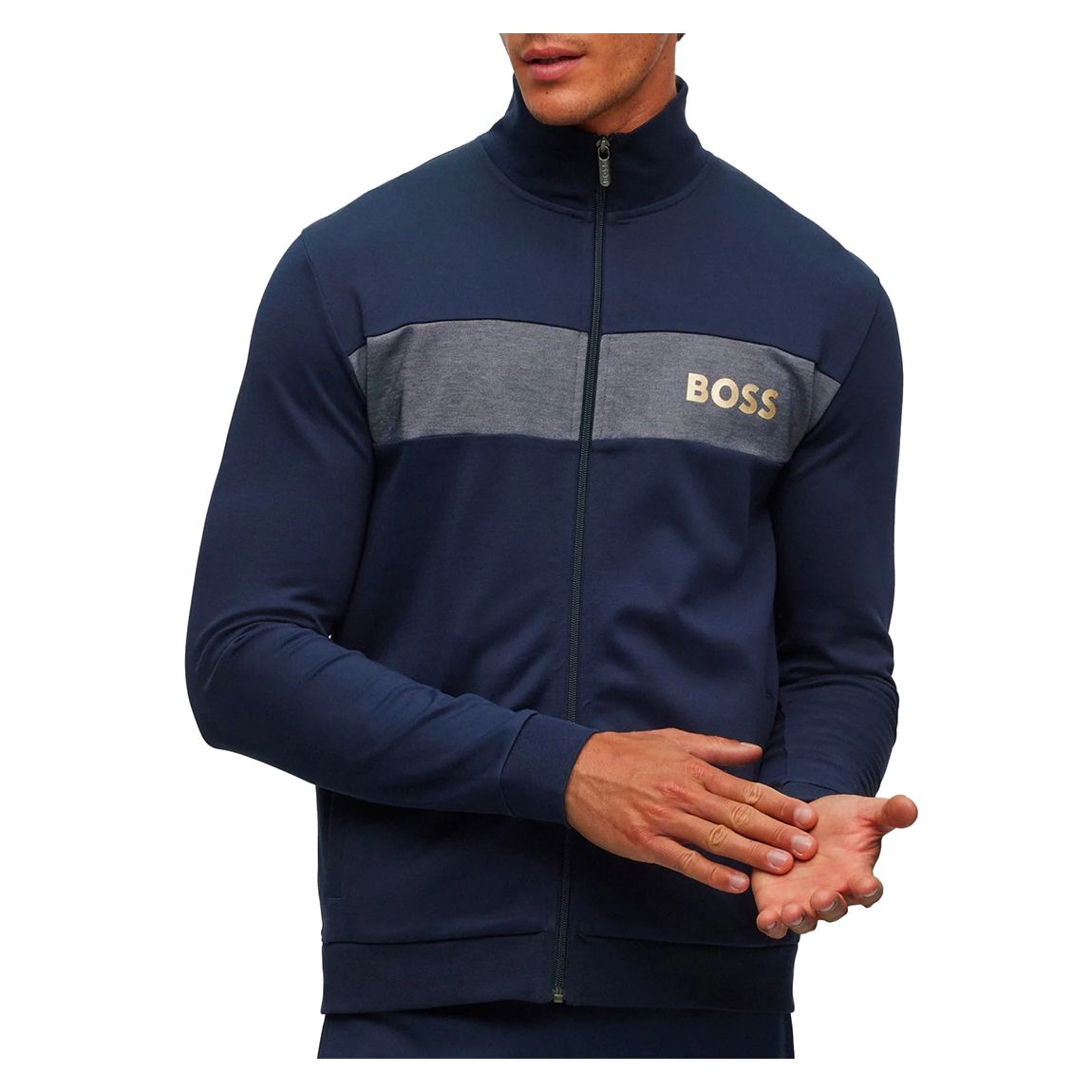 Navy Zip Cotton Blend Jacket main product photo