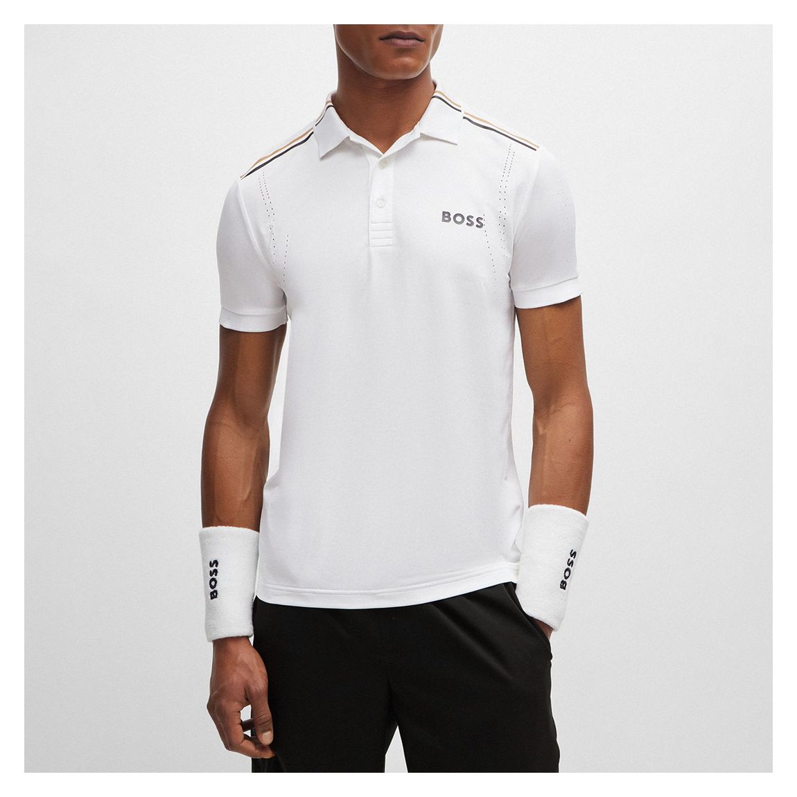 White Stripe Detail Polo Shirt main product photo