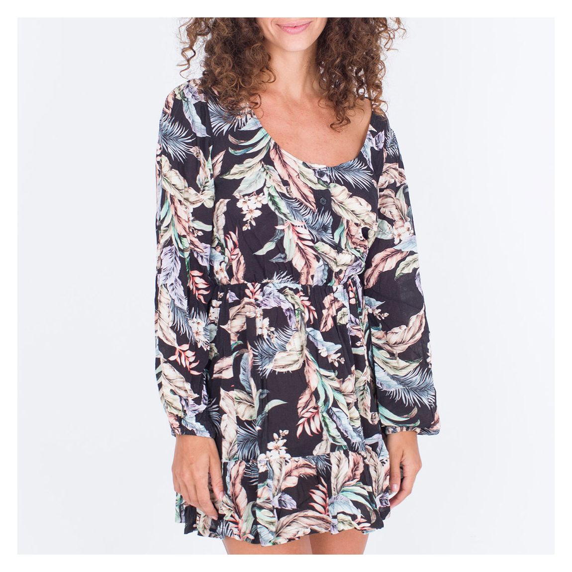 Black Wispy Leaves Mini Dress main product photo