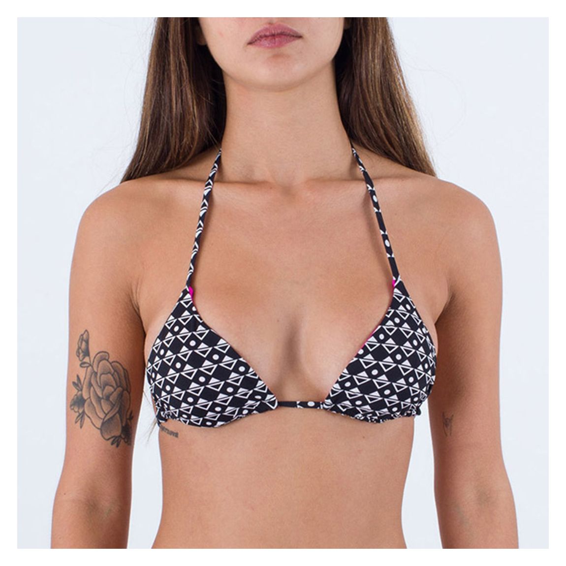 Black & White Tiki Itsy Bitsy Bikini Top main product photo