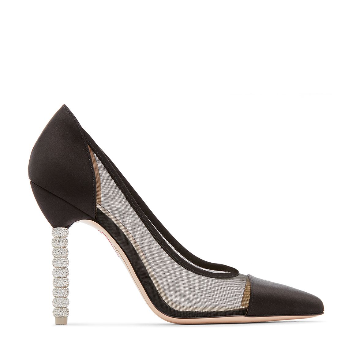 Black Satin/Mesh Jasmine Crystal Pump main product photo