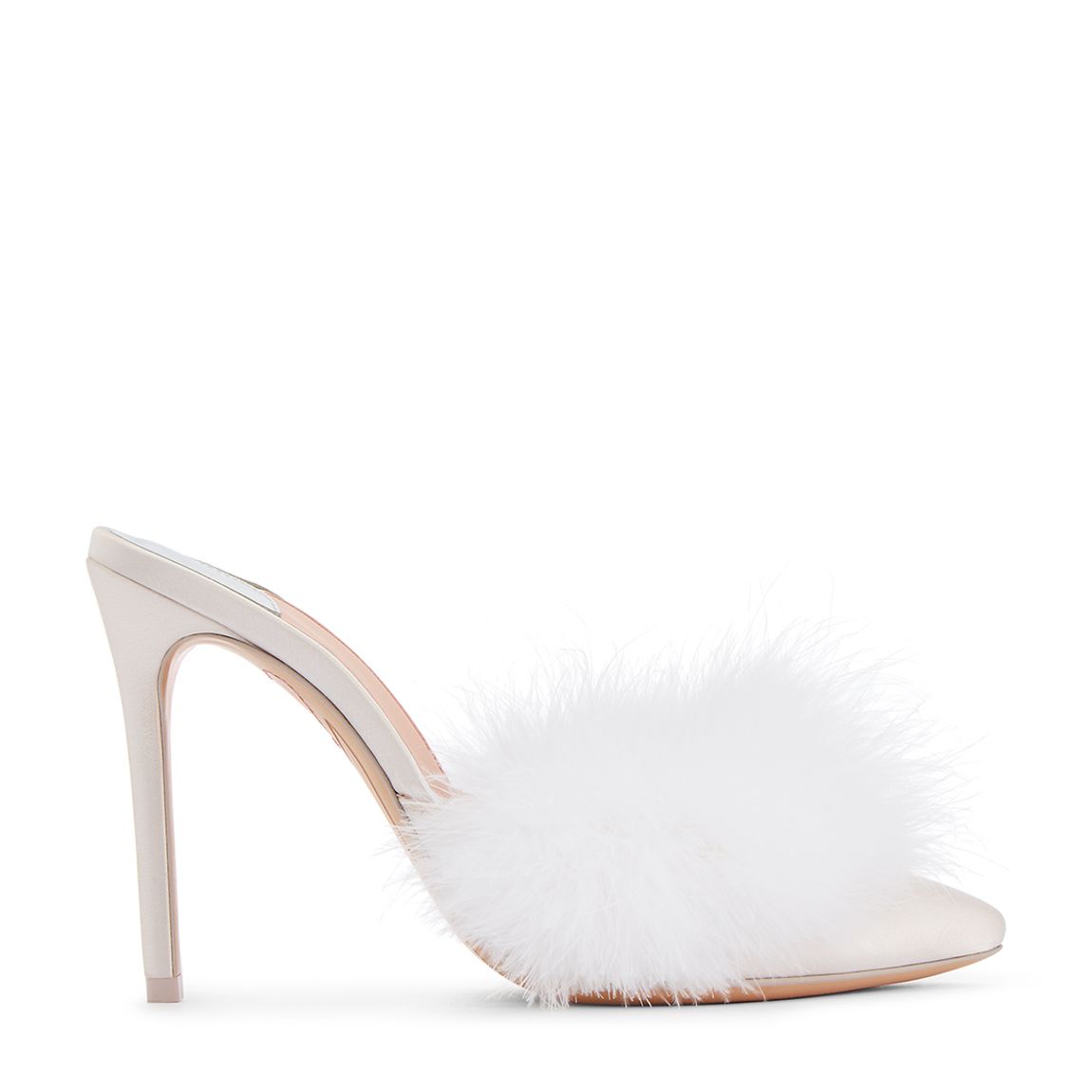 Ivory Satin Delicia Marabou Mule main product photo