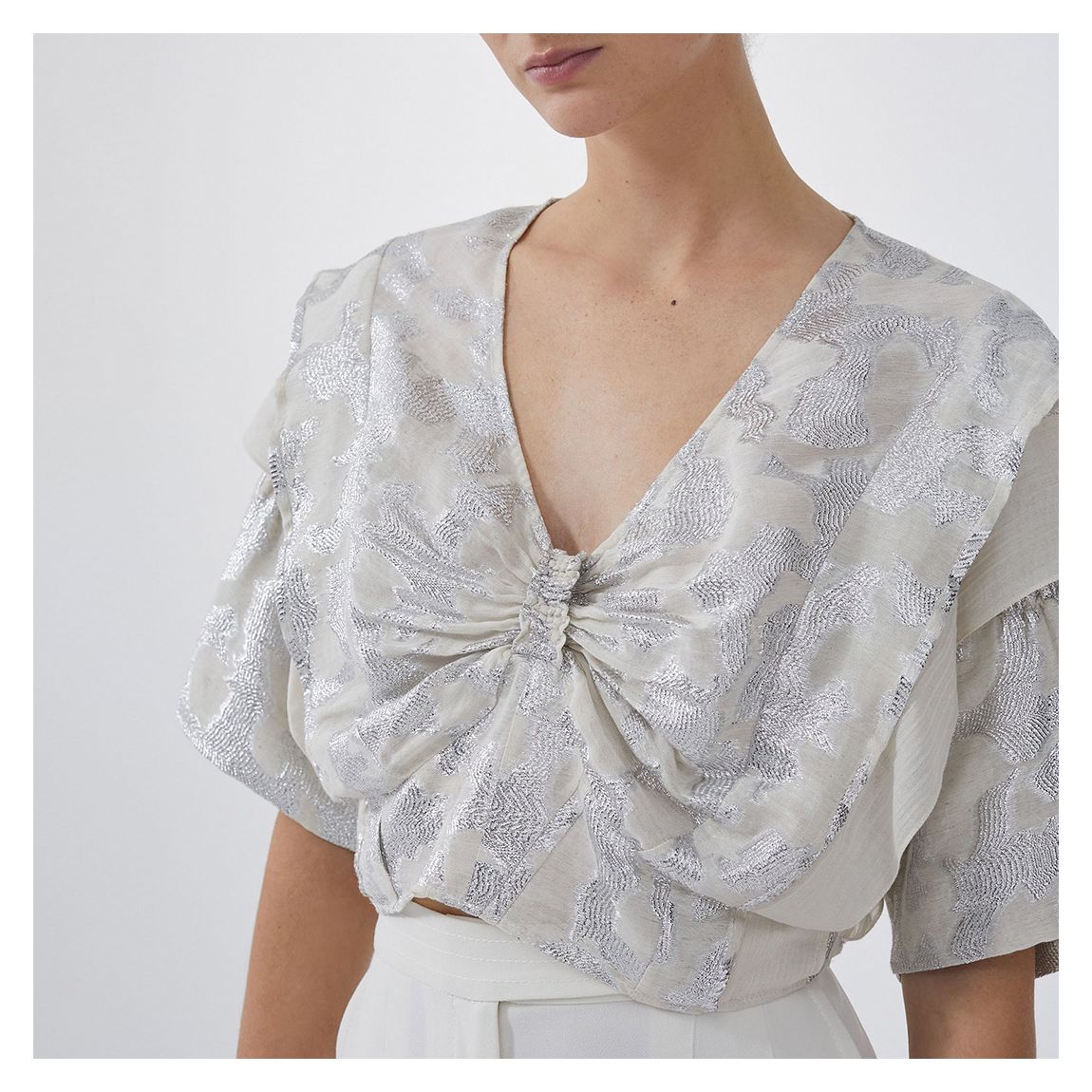Ecru/Silver Cropped Top main product photo