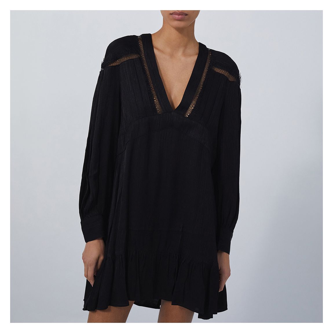 Black V-neck Flow Dress main product photo