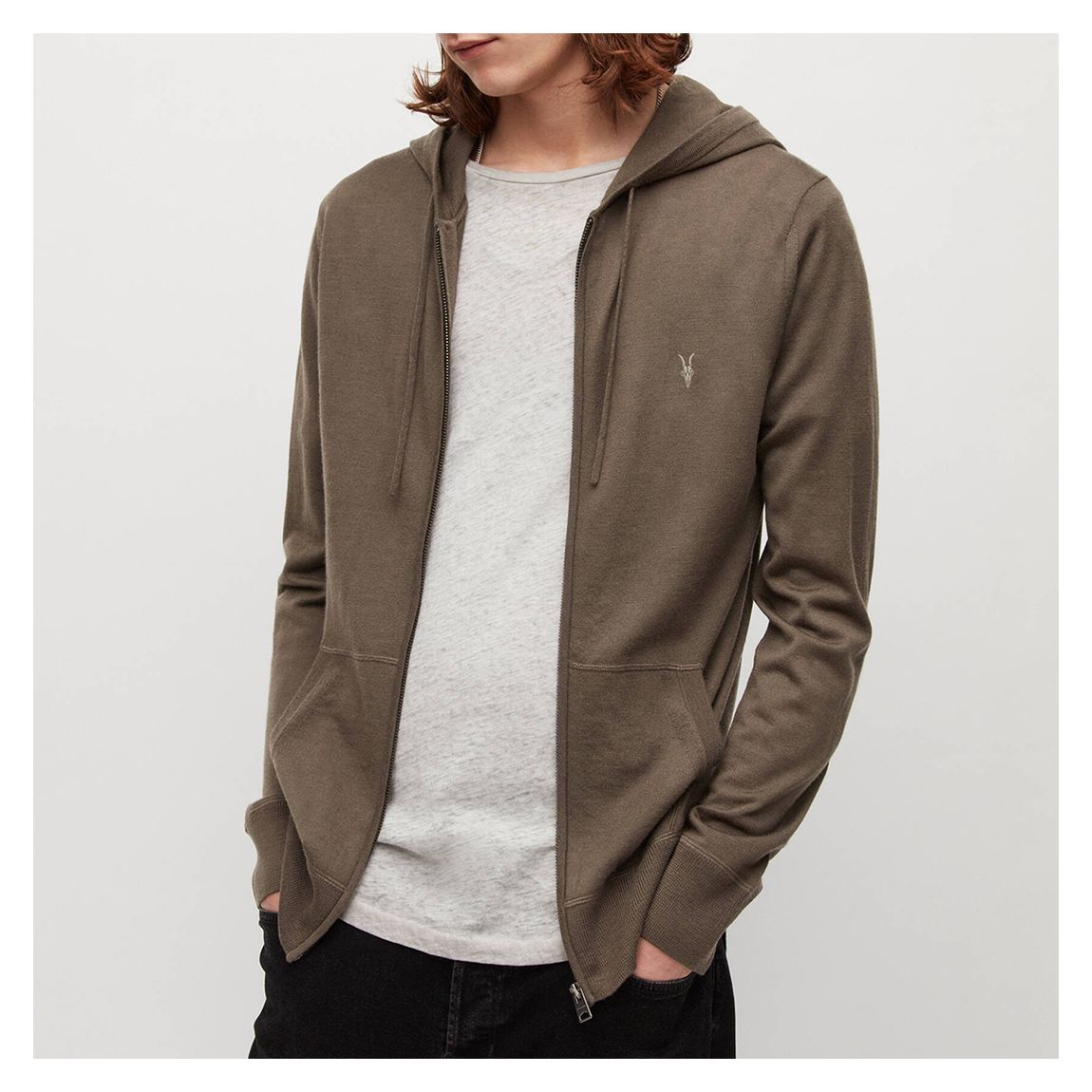 Brown Mode Merino Wool Zip Hoodie main product photo