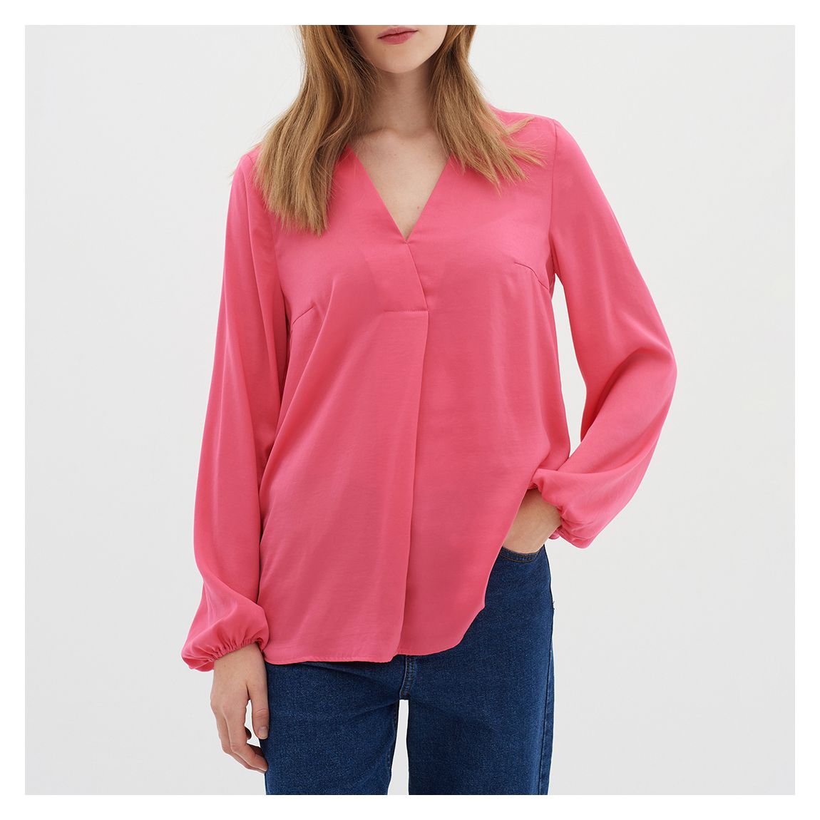 Pink Rinda V-Neck Blouse main product photo