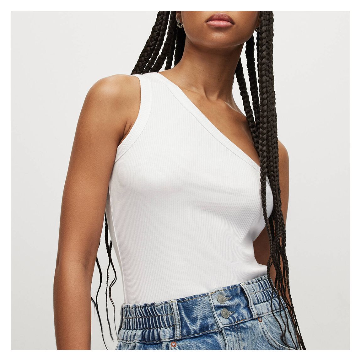 White Stef Ribbed Tank Top main product photo