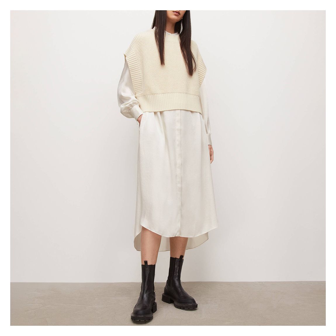 White Aga Shirt Cashmere Blend Dress main product photo