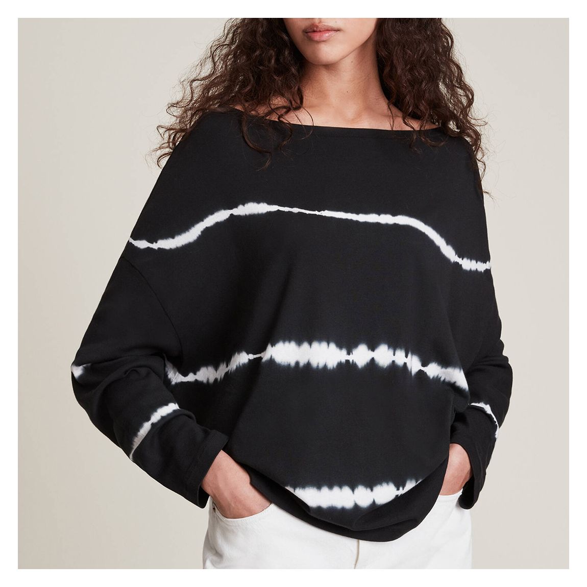 Black Rita Tie Dye Stripe Cotton Top main product photo