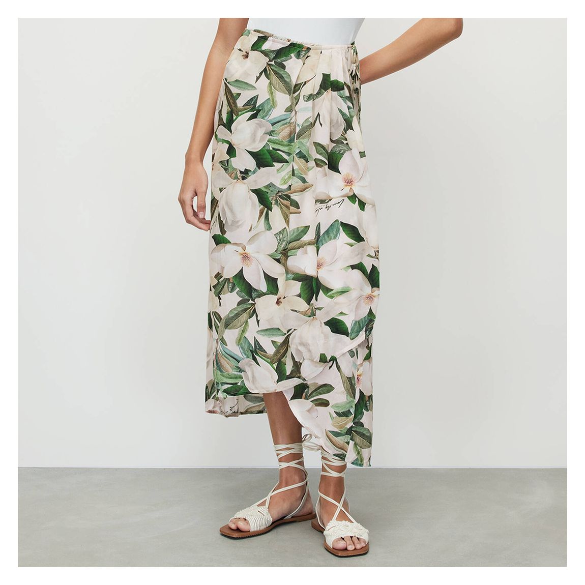 Ecru/Green Maria Alessandra Floral Skirt main product photo