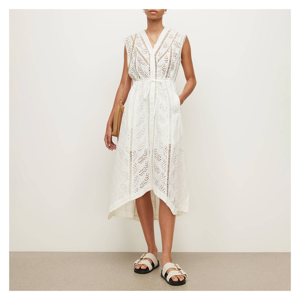 White Tate Cotton Broderie Dress main product photo