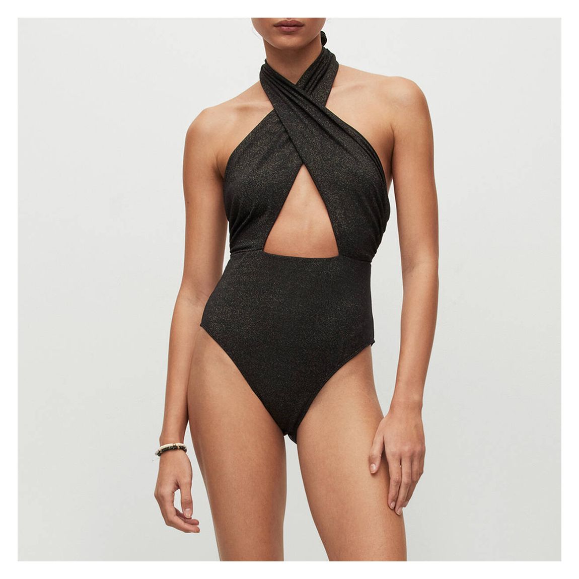 Black Eleanor Shimmer Swimming Costume main product photo