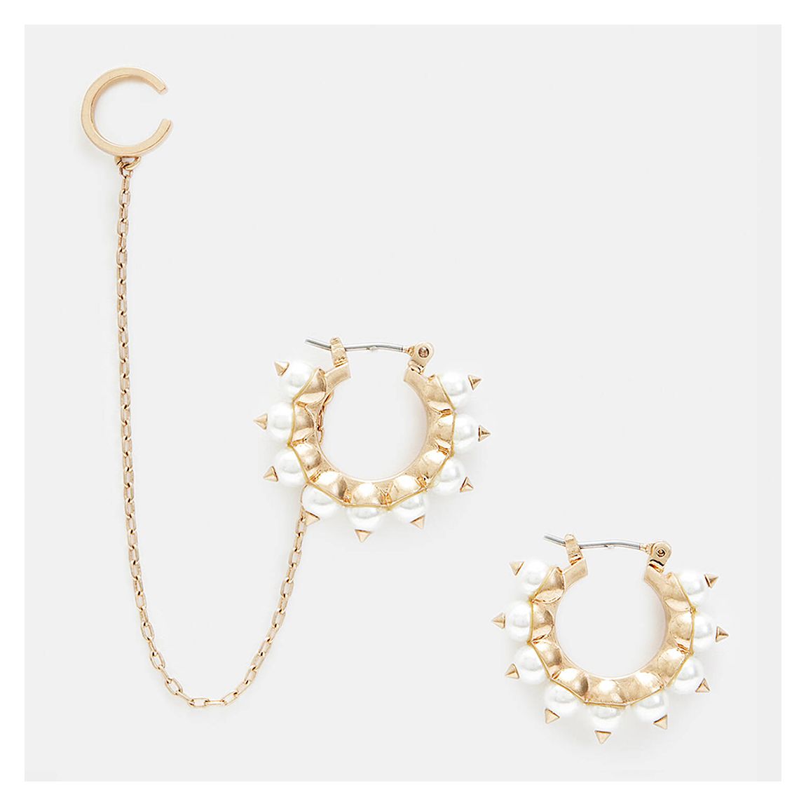 Gold Dana Pearl Hoop Cuff Earrings main product photo