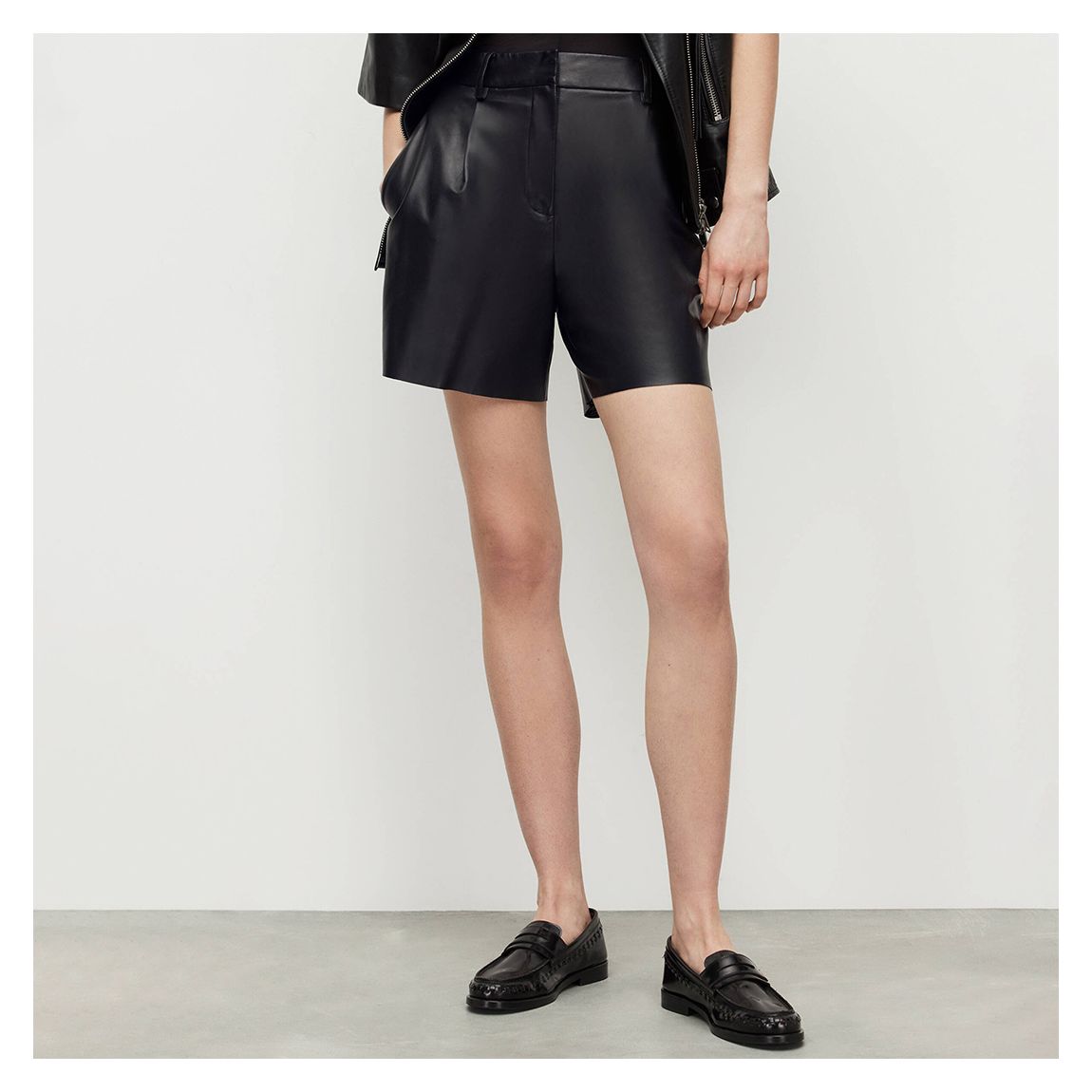 Black Nara Lea Leather Shorts main product photo