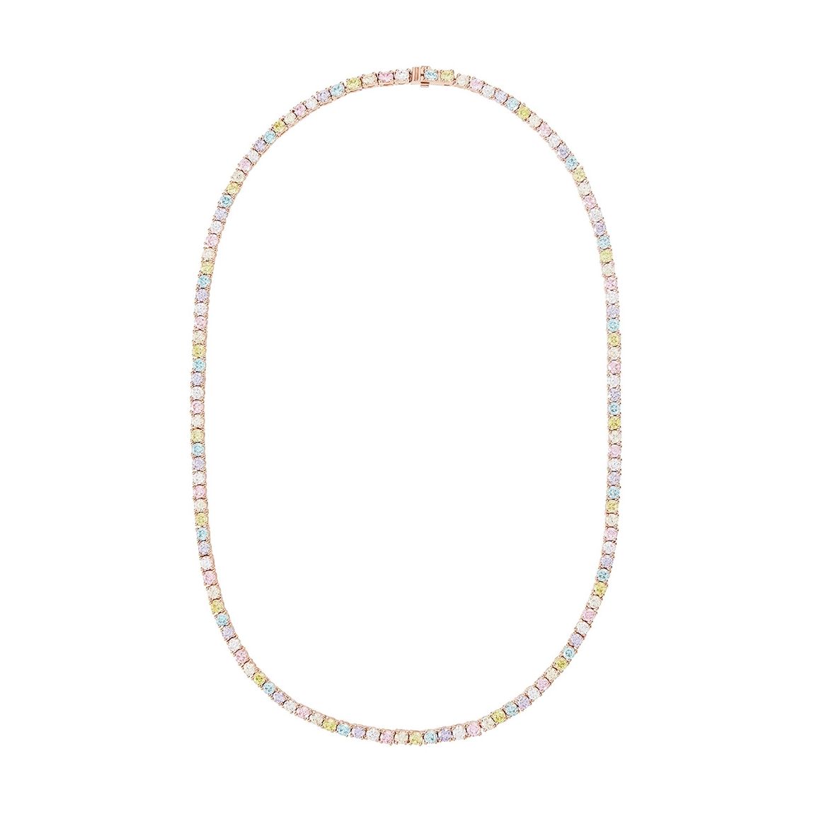 Rose Gold Pastel Rainbow Tennis Necklace main product photo