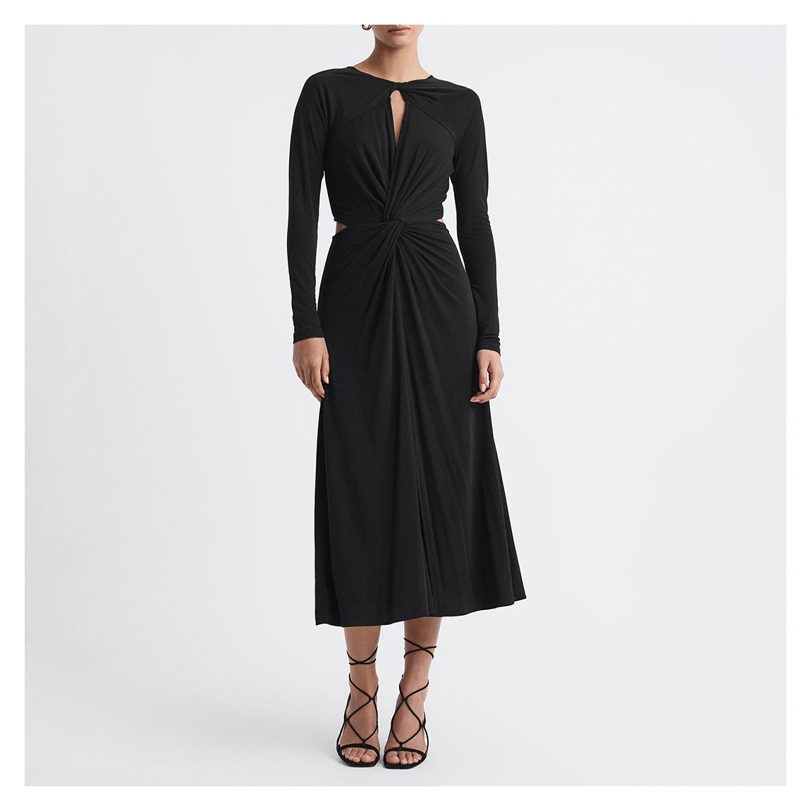 Black Faye Twist Front Midi Dress main product photo