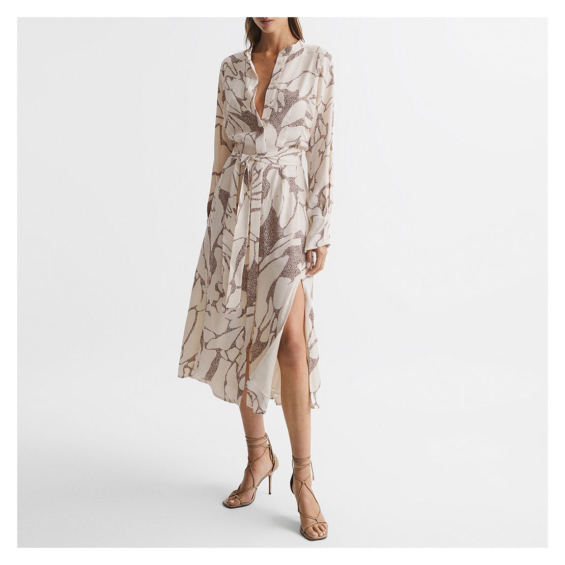 Cream Darcy Animal Print Midi Dress main product photo