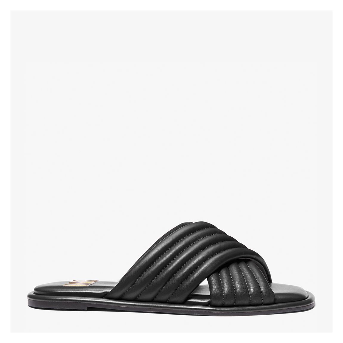 Black Portia Quilted Leather Slides main product photo
