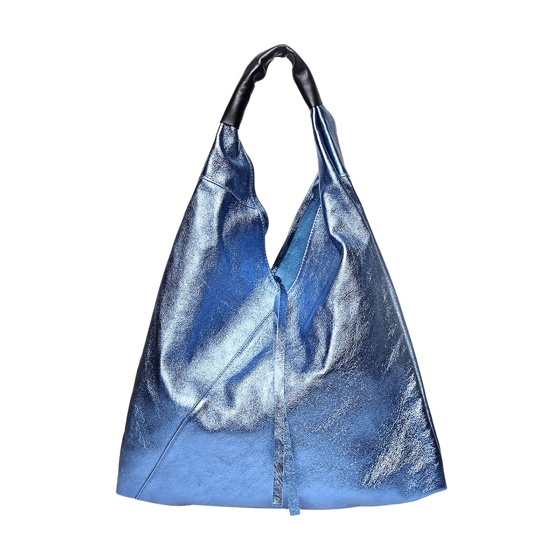 Blue Italian Leather Shopper Bag main product photo