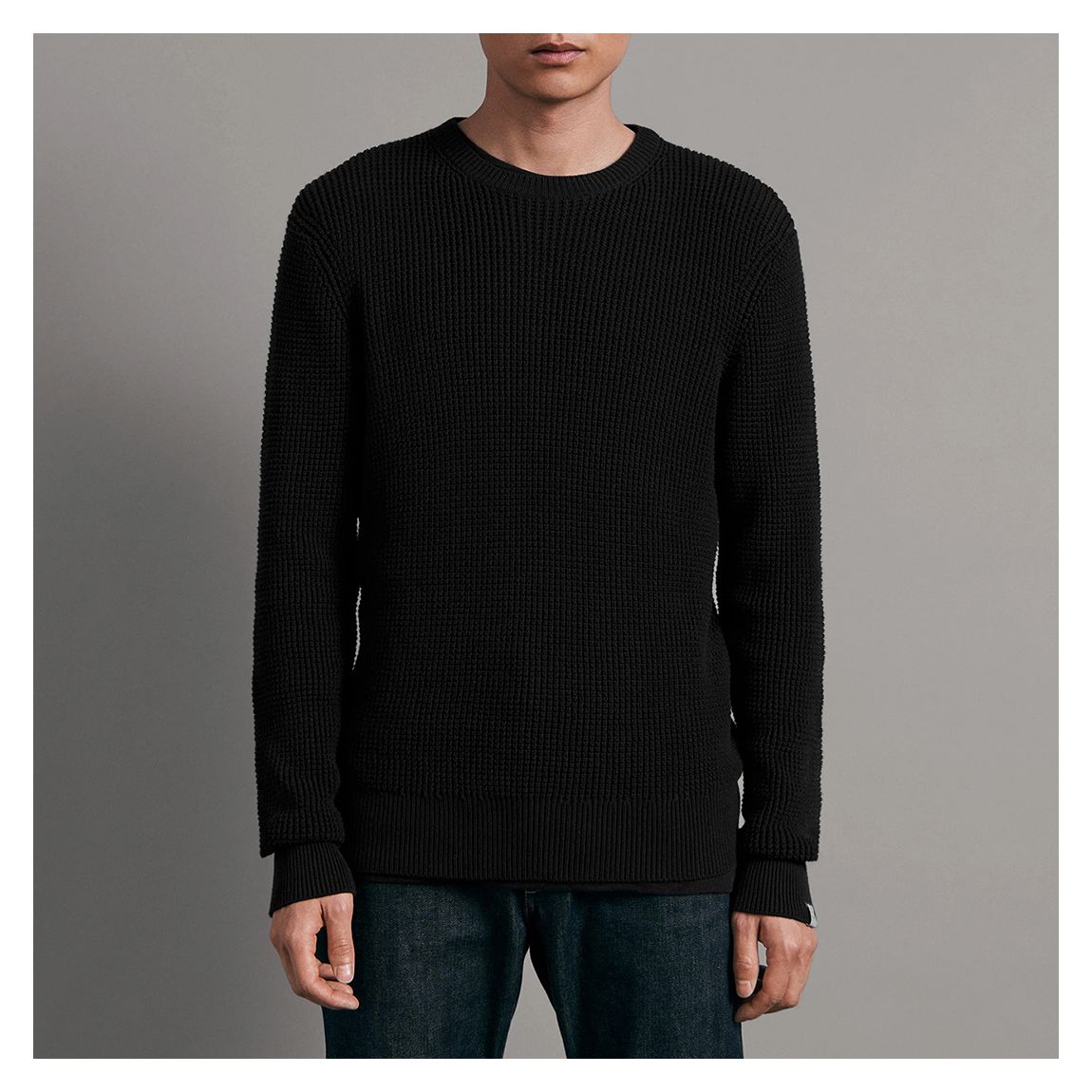 Black Dexter Waffle Crew Jumper main product photo