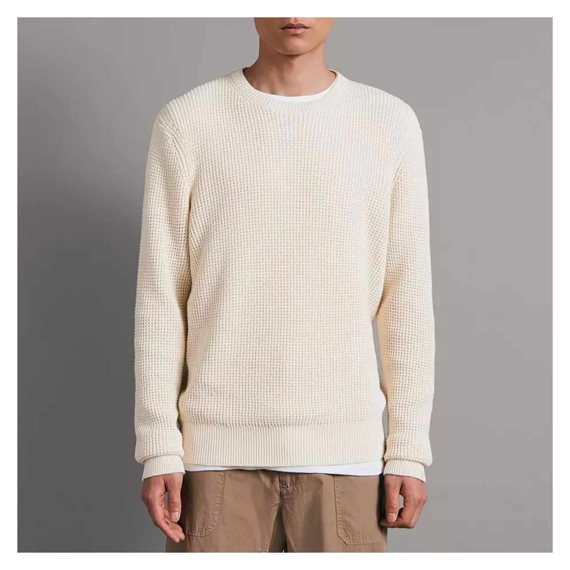 Cream Dexter Waffle Crew Jumper main product photo